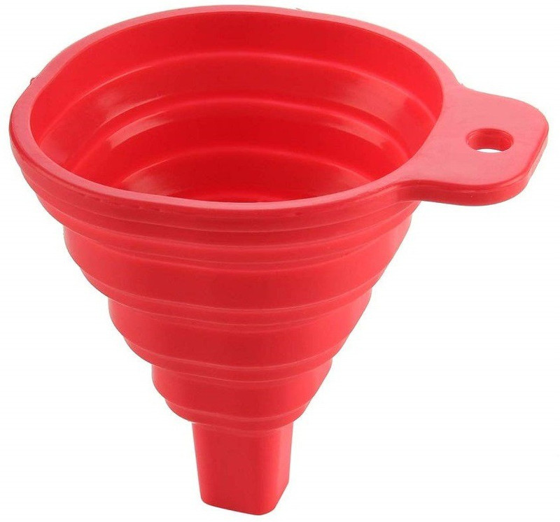 Kriwell Silicone Foldable Square Funnel For Oil, Water, Shampoo, Sanitizer Liquid Transfer Kitchen Tool - (Pack of 1) Silicone Funnel(Red, Pack of 1)