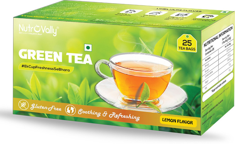 NutroVally for weight loss and Build Immunity | Premium leaves with Active Ingredients Lemon Green Tea Bags Box
