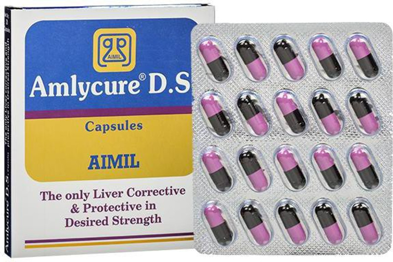 AIMIL Amlycure D.S. Capsule for Total Liver Support | Cleanse and Detox | Protects Cells & Enzymes (Pack of 5)(Pack of 5, 100 Capsules)