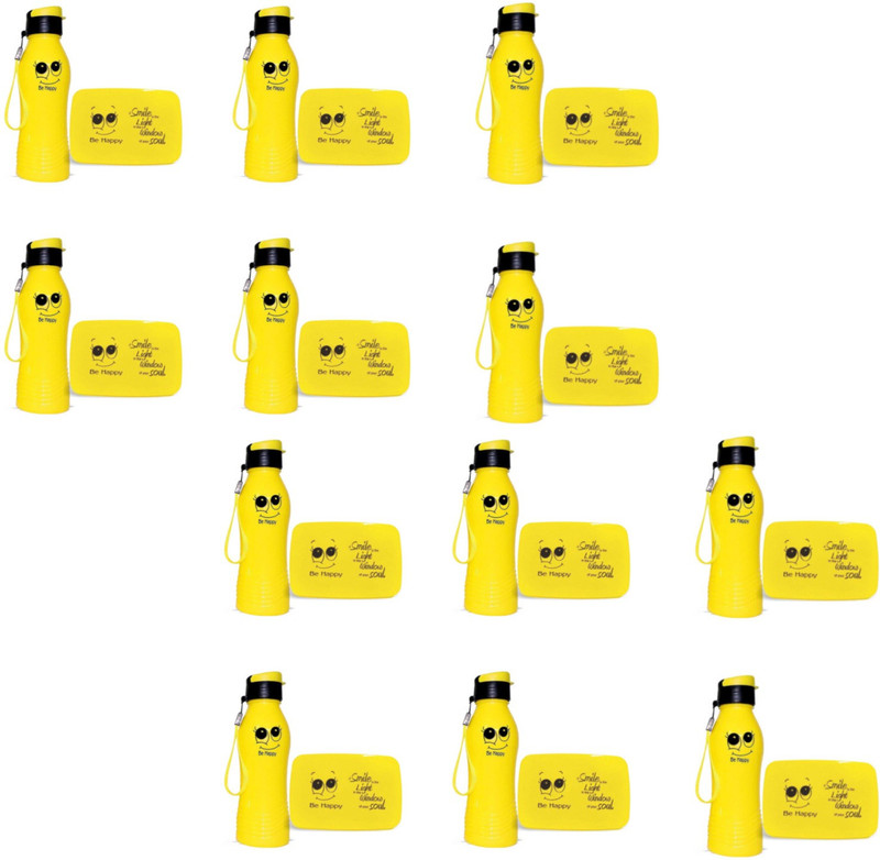 ShubhKraft Multi Purpose Container | Kids Lunch Box | School Lunch Box | Lunch Box Containers | Lunch Box Set for kids |Plastic Bottle & Lunch Box Combo Set for Children Birthday Gifts Items for Kids ( Pack of 12 )-Yellow 1 Containers Plastic Office Lunch Box(500 ml)