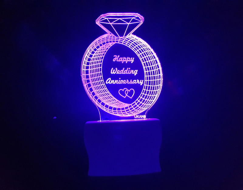 UKANI 3D Illusion LED Light Night Lights for 7 Colors Led Changing Lighting Bedroom Decoration Decorative Lighting Gifts for Boys Girls Kids Baby Friends BEST WEDDING GIFT HAPPY WEDDING ANNIVERSARY Night Lamp Night Lamp(10 cm, Multicolor)