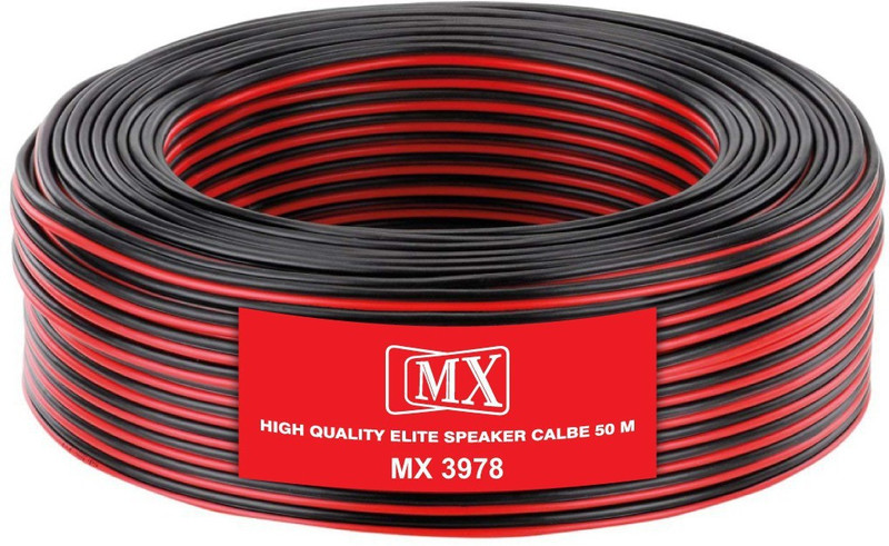 MX TV-out Cable 50 Meters /165Feet Flexible Oxygen-Free Red-Black Speaker Wire Cable -3978(Red, For DVD, 50 m)