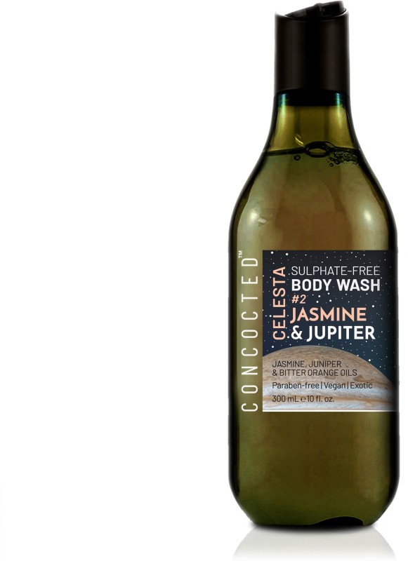 CONCOCTED CELESTA Sulphate-free Body Wash with Jasmine Absolute, Juniper Berry & Bitter Orange Essential Oils for positivity, abundance, active lifestyle/gym/sweating, moisturization(300 ml)