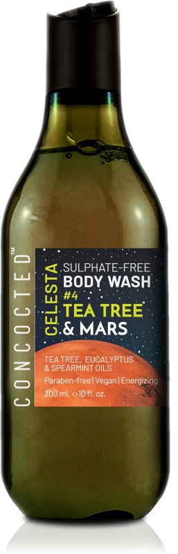CONCOCTED CELESTA Sulphate-free Body Wash with Tea Tree, Eucalyptus, Spearmint & Patchouli Essential Oils for active lifestyle/gym/sweating, medicinal & refreshing(300 ml)