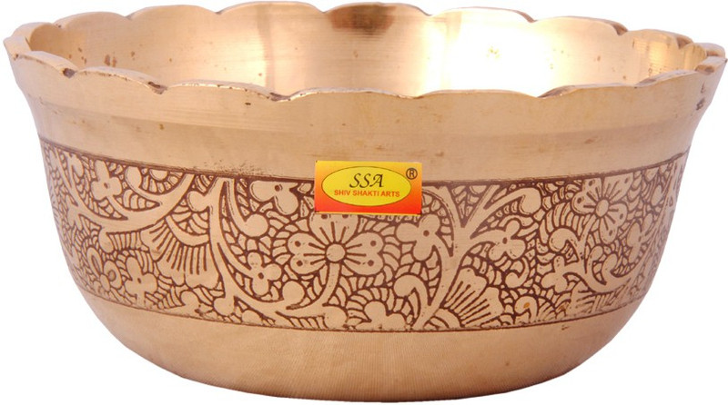 Shivshakti Arts Brass Serving Bowl Brass Bowl - Tableware & Pooja Katori ( Designer, Heavy Gauge - 180 ml ) - 1 Piece(Pack of 1, Yellow)