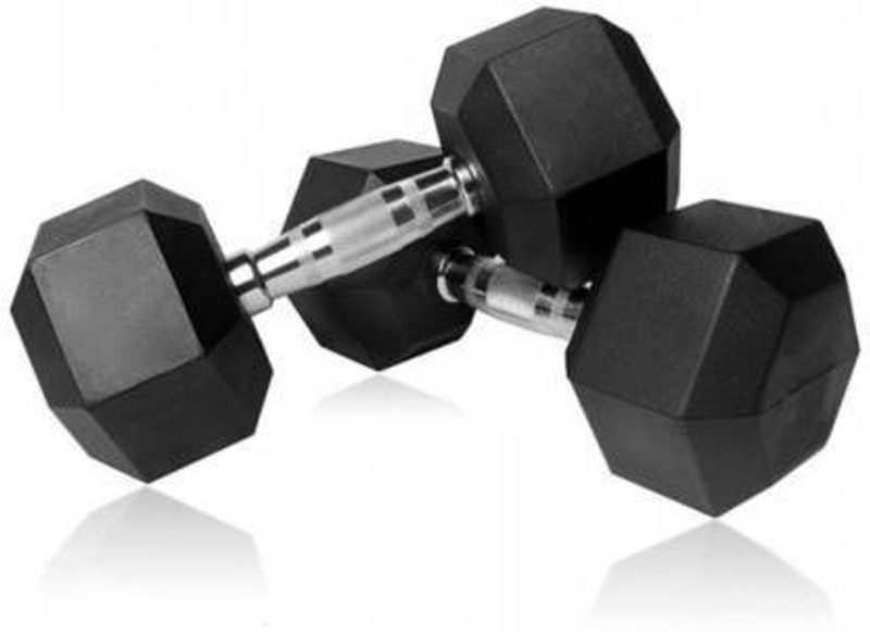 Hridya Trade Hexa Dumbbells Pure Rubber (2.5X2Pc =5kg) Set For Home Gym Workout Fixed Weight Dumbbell(5 kg)