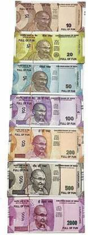 Aagaz Playing/Fake Indian Currency Notes For Fun (30*7=210 Notes) (Rs.10, Rs.20, Rs.50, Rs.100, Rs.200, Rs.500, Rs.2000 Notes) Fake Currency Gag Toy Dummy Currency 350 Note for Kids Gag Toy