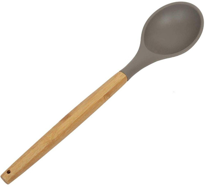 FAAS Silicon Cooking Spoon,Kitchen Spoon with Wooden Handle (32 cm, Multicolored) Kitchen Tool Set(Cooking Spoon)