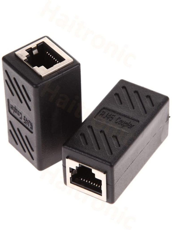 Techy-tech RJ45 pack of 2 Coupler Cat7/Cat6e/Cat6/ Cat5e/ Cat5 Ethernet Cable Extender Adapter Female to Female (Black) Wireless Ethernet Lan Adapter compatible with Windows(1800 Mbps)