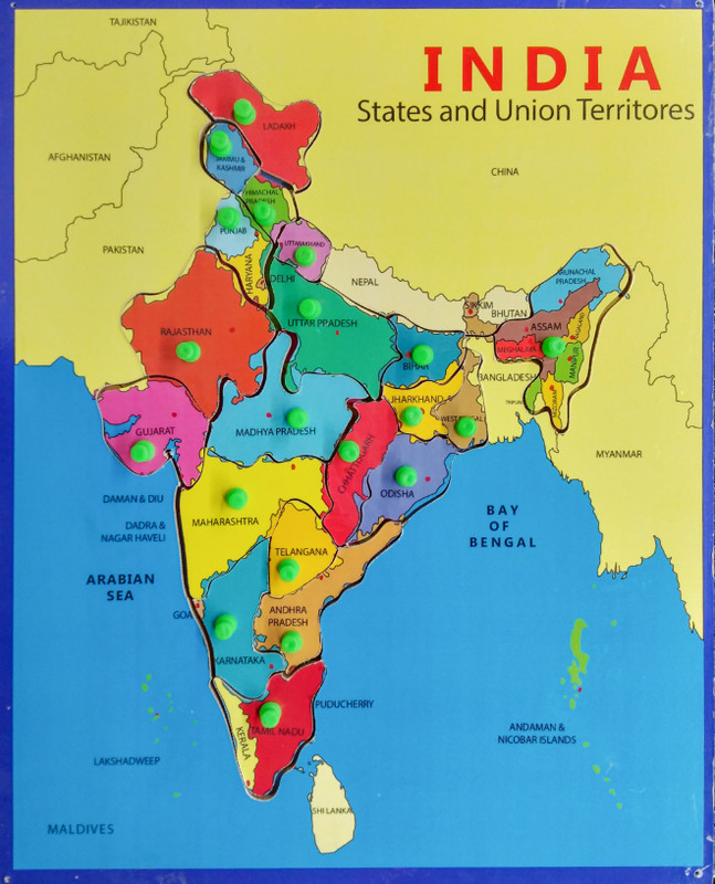 Wooden India Map Puzzle for Toddlers – Educational Learning Aid