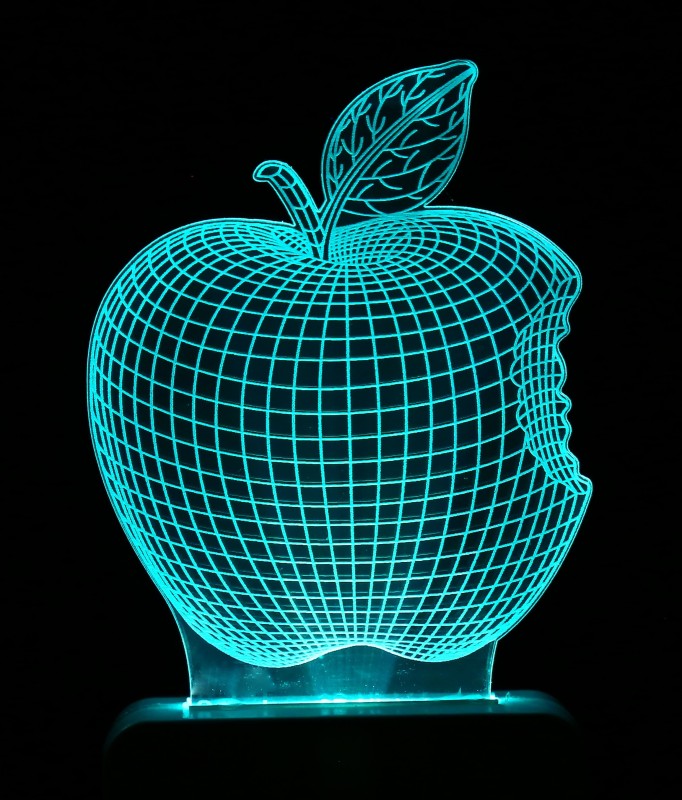 vimbi Apple 7 Color Changing 3D Illusion LED Acrylic Plug type Night lamp for Bedroom Home Office Night Lamp(10 cm, Multicolor)