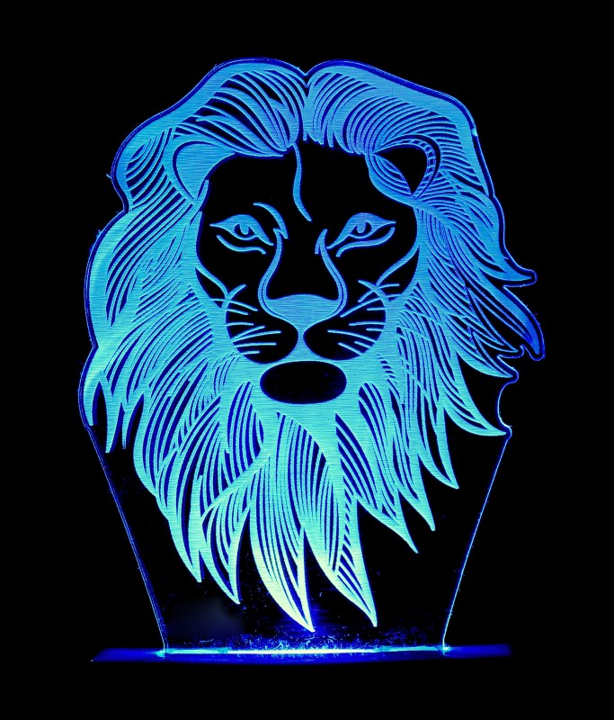 vimbi Lion face 7 Color Changing 3D Illusion LED Acrylic Plug type Night lamp for Bedroom Home Office Night Lamp(10 cm, Multicolor)