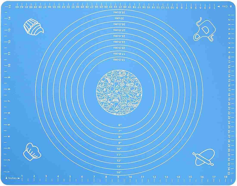 MOBONE Slicone Baking Mat with Measurement Non Stick Kneading Dough Mat for Pastry Rolling, Kneading Fondant, Baking Pad, Table Sheet, Non Slip Cooking Mat, Bake Pizza Cake Food-grade Silicone Baking Mat(Pack of 1)