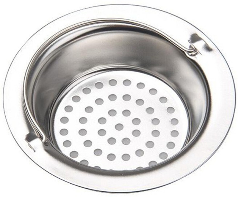 MobFest ® Sink Heavy Duty Stainless Steel Strainer Kitchen Drain Basin Basket Filter Stopper Drainer Jali with Handle- (Large Size, 11 cm) Strainer(Silver Pack of 1)