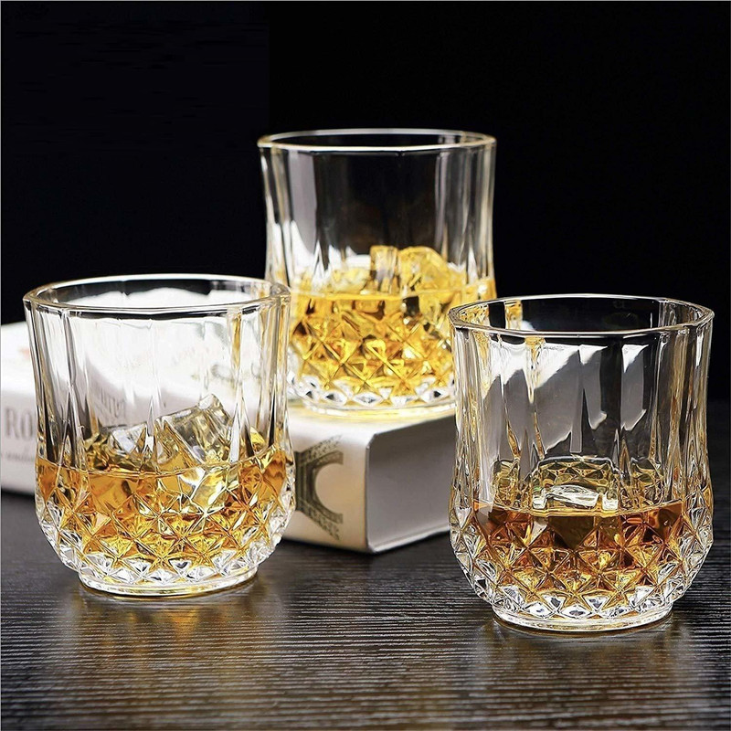 SWINGBYS (Pack of 6) Crystal Diamond Whiskey Glass | Unique Cool Whiskey Glasses Set for Scotch | Bourbon | Vodka | Liquor | Water Glass | Juice Glass | Wine Drink Glass | Crystal Glass | ( Set of 6 & 310 ml ) Glass Set Whisky Glass(310 ml, Glass, Multicolor)