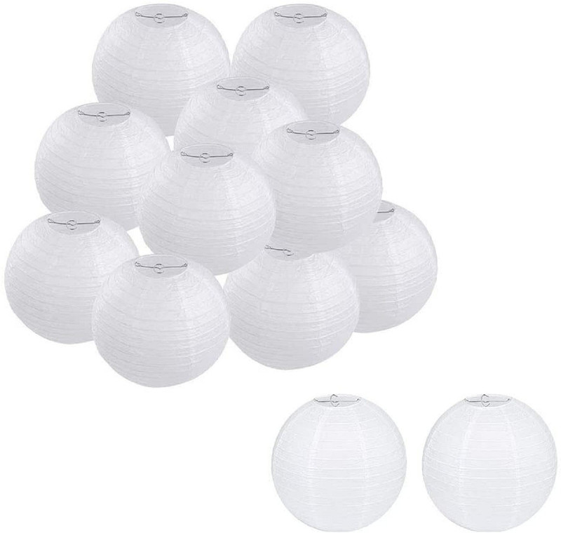 Kala Decorators White Paper Hanging Lantern(30 cm X 30 cm, Pack of 2)