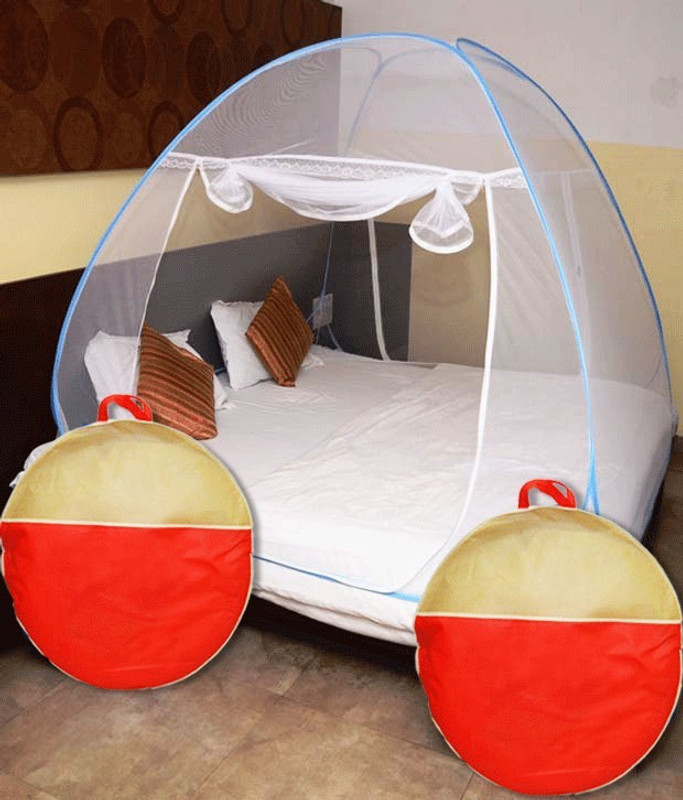 LIBRA Double Bed Foldable Nylon Washable Kids Mosquito Net(Blue, Tent)