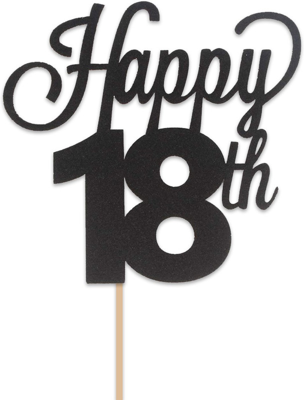 Festiko Happy 18th Cake Topper(Black Pack of 1)