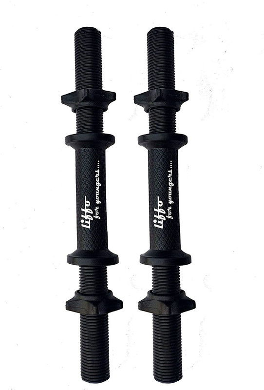 Liffo Dumbbell Rod with Plastic Nuts Weight Lifting Bar Black (Pack of 2 Pcs) Weight Lifting Bar