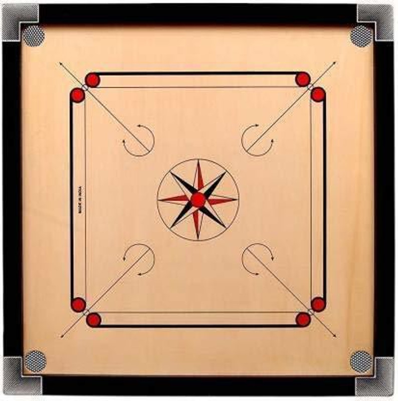YMD Matte Finish large Carrom Board with wooden Coins Striker (32 x 32 Inch) 80 cm Carrom Board(Brown, Black)