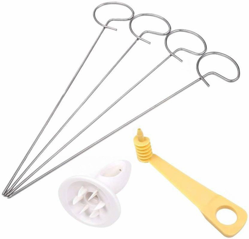 Amafhh 1 Set Spiral Potato Cutter, Tornado Potato Spiral Cutter Slicer Chips 4 Spits Tower Making Twist Shredder Potato Slicer Stainless Steel Tornado Potato Spiral Cutter Slicer, Potato Slicer(1 set)