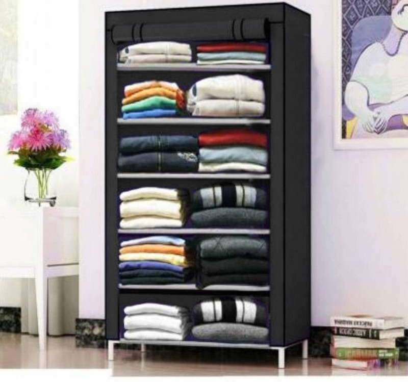 FurniGully PP Collapsible Wardrobe(Finish Color - Dark Grey, DIY(Do-It-Yourself)) - 85% off at DetectaDeal