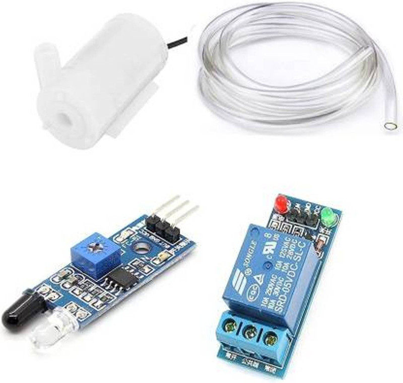 Technical hut Hand Sanitizer Dispenser Machine IR Sensor, Submersible Water Pump, 30 CM Pipe Relay Module Educational Electronic Hobby Kit