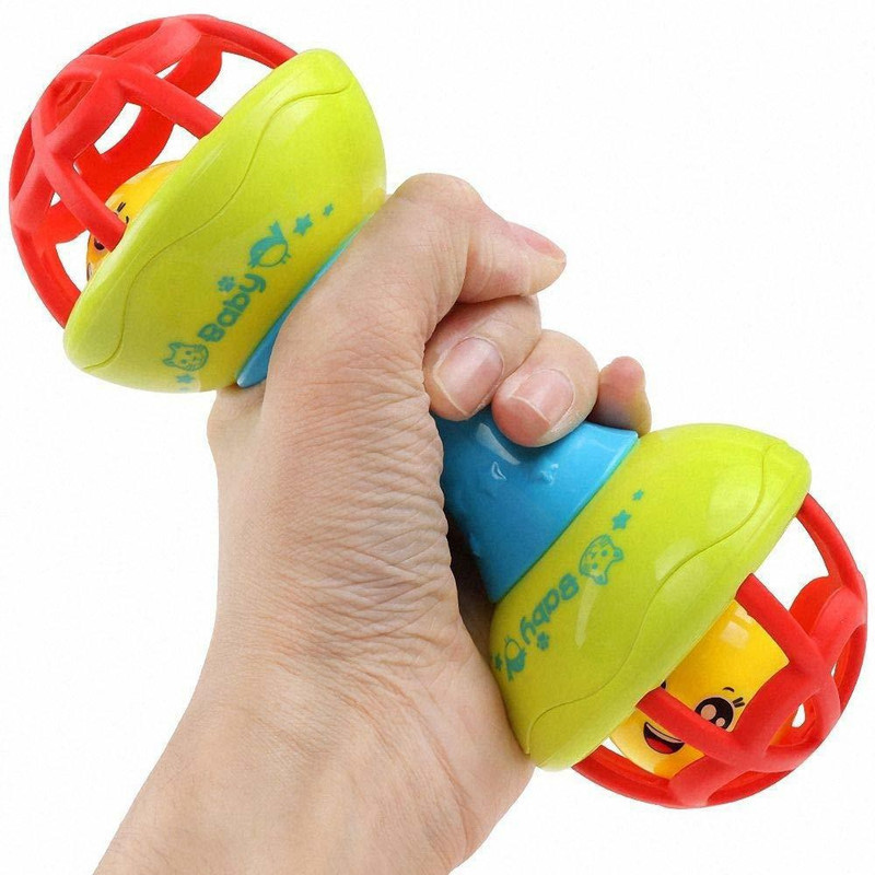 ODDEVEN Baby dumbbell rattle teether bell toy for babies,Non toxic Plastic Rattle(Multicolor)