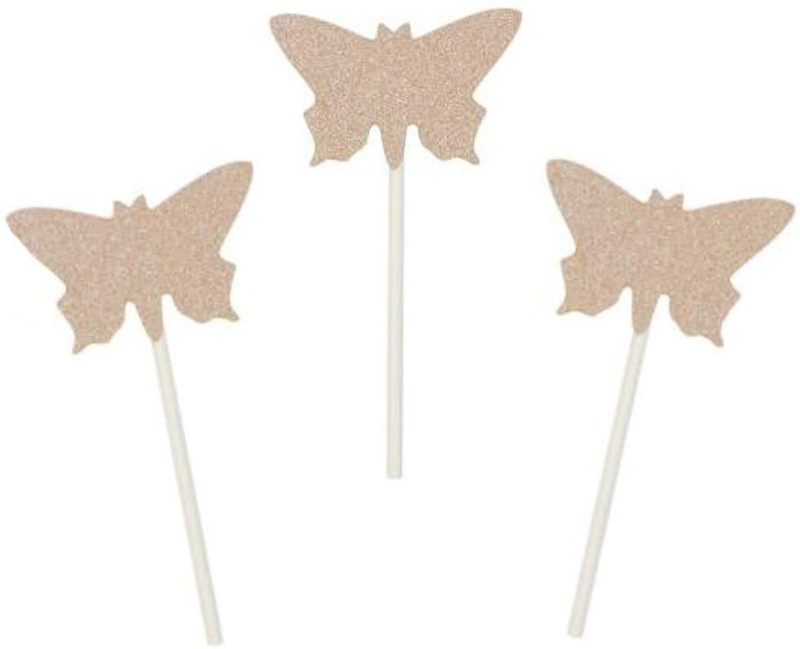 Festiko 30 Pcs Butterfly Golden Glitter Cupcake Topper(Gold Pack of 30)
