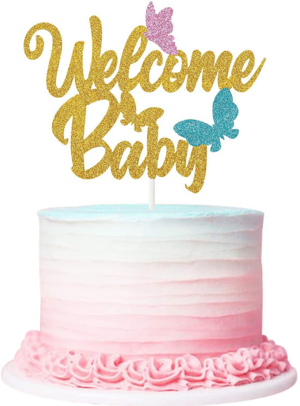 Festiko Welcome Baby Cake Topper(Gold, Pink, Blue Pack of 1)