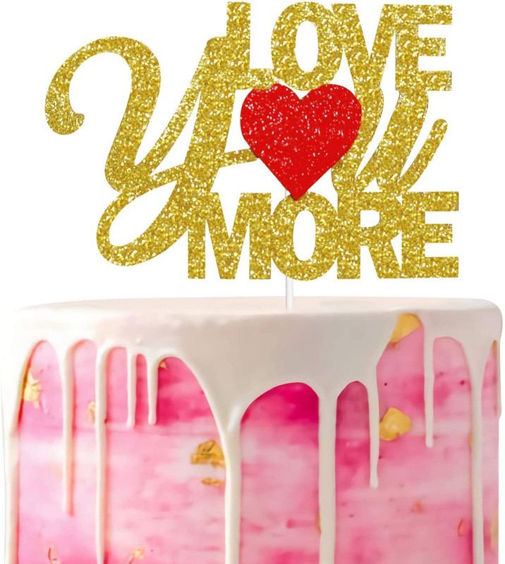 Festiko Love You More Cake Topper(Gold Pack of 1)
