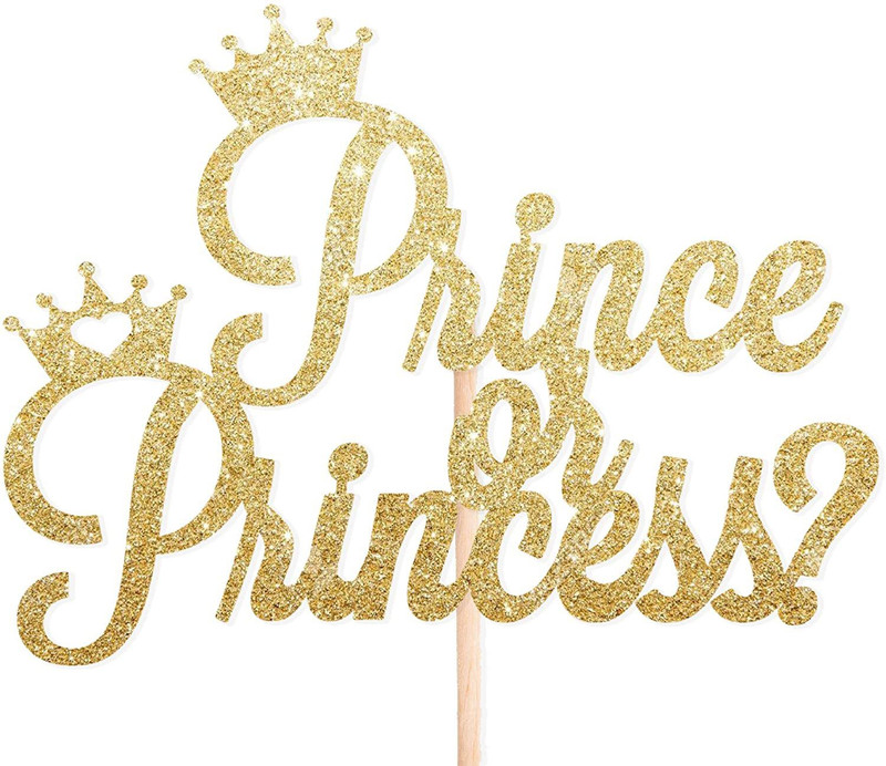 Festiko Prince Or Princess Cake Topper(Gold Pack of 1)