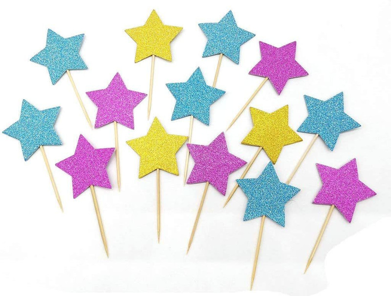Festiko 30 Pieces Twinkle Twinkle Little Star Baby Shower Party Decorations Cupcake Topper(Gold, Pink, Blue Pack of 30)