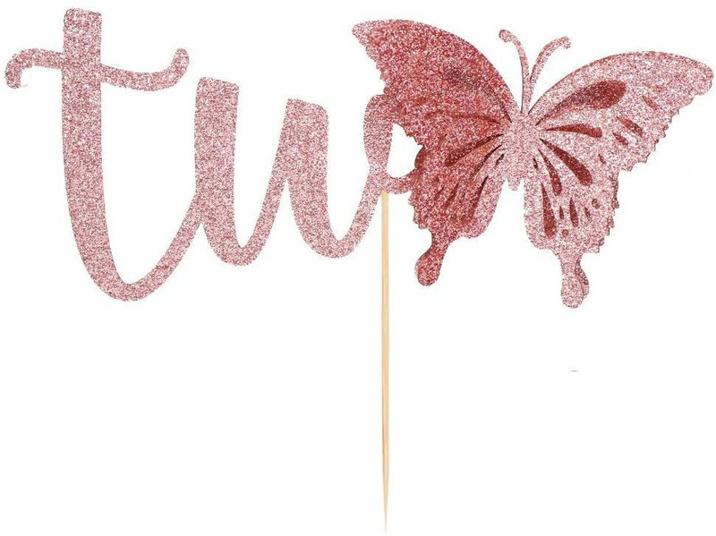 Festiko Butterfly Two 2nd Cake Topper(Rose Gold Pack of 1)