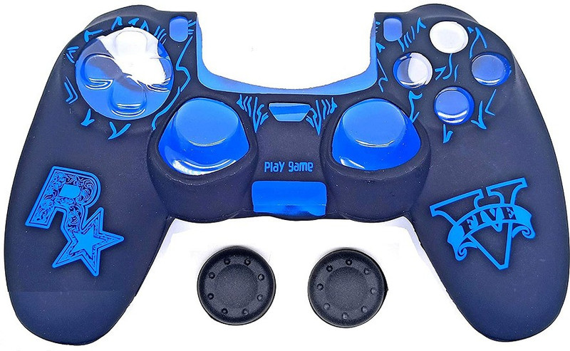 TMG Ps4 GTA V Theme Silicone Protective Skin Case Cover for PS4 Controller High Quality Protective Silicone Cover Case Sleeve Anti Slip Cover  Gaming Accessory Kit(Blue, For PS4)