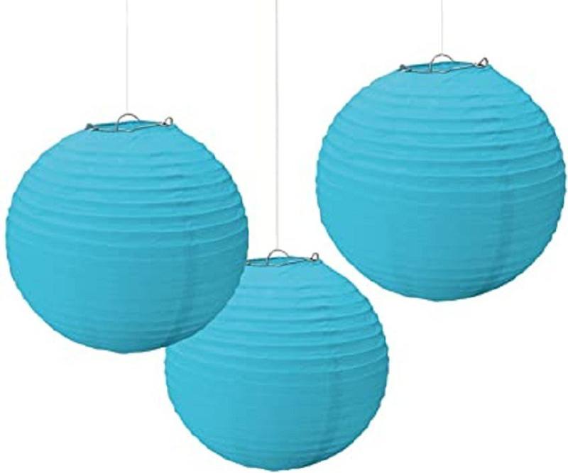 DholDhamaka Blue Paper Table Lantern(25.34 cm X 25.34 cm, Pack of 3)