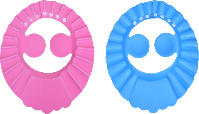 The Little Lookers Baby Adjustable Safe Soft Bathing Baby Shower Cap for Kids/Babies/Toddlers/Infants| Eye Ear Protector Adjustable Size Bathing Cap (Pink & Blue, Pack of 2)