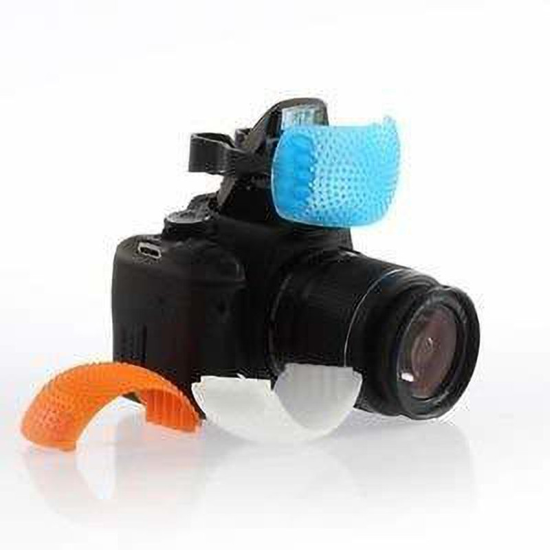 MILLETS 3 Color Pop Up Hot-Shoe Flash Diffuser Set for DSLR Cameras Camera Diffuser(Blue, White, Orange)