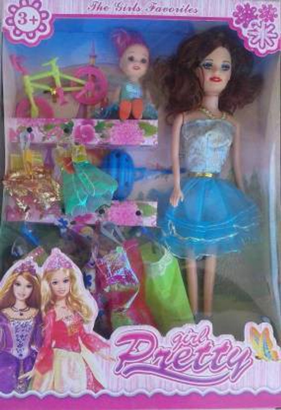 CTC CREATION Kids Doll Set/Girls Style Wardrobe Doll Set comes with multiple accessories & Dresses(Multicolor)