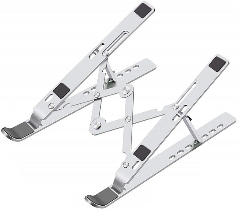 Frodiox Aluminum 6 Adjustable Foldable Portable Laptop Stand Desktop Tablet Stand FR18 Aluminium Floor and Desk Stand Rotatable Laptop Stand with Adjustable Height Compatible with Universal Laptops(Steel)