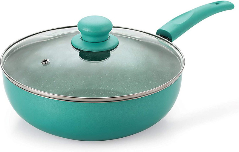Hawkins Ceramic Deep Kadhai with Glass Lid (ICK25G) Kadhai 24 cm diameter with Lid 2.5 L capacity(Aluminium, Non-stick, Induction Bottom)