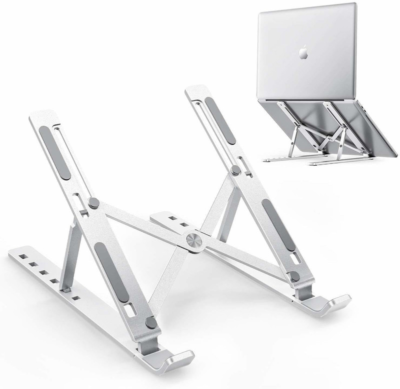 PRIMEFAIR Laptop Stand Aluminum Adjustable Portable Foldable Ergonomic Easy To Carry, 15.6" Laptops Stand (Silver) Aluminium Desk Stand Rotatable Laptop Stand with Adjustable Height Compatible with 36 - 39cm Laptops(Silver)