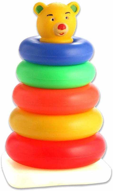 hinik Smiley Stacking Colouring Teddy Rings for Kids 5 pcs Multi Color, Stacking Toy- malticolor…(Multicolor)