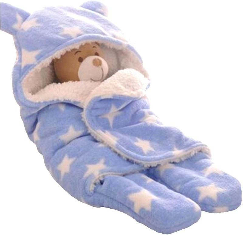 BRANDONN HOODED ENVELOPE WRAP WITH SAFETY FEATURES Sleeping Bag(Blue)