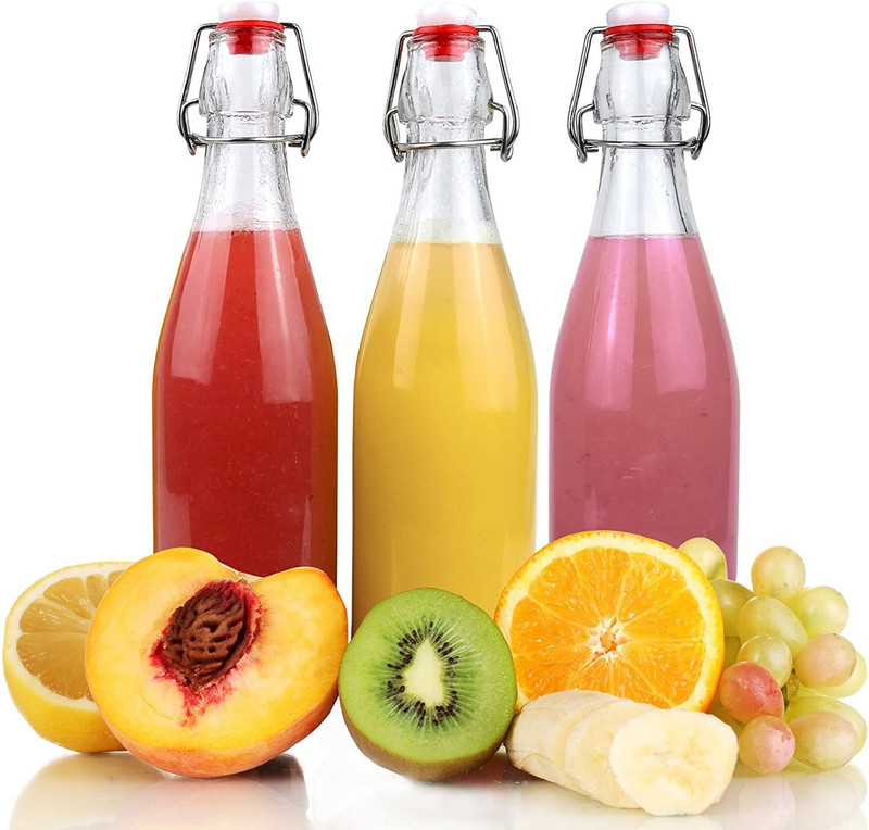 Massive Reckon Clear Glass Flip Top Bottle with Stopper, for Beverages, Smoothies, Kefir, Beer, Soda, Juicing, Kombucha, Water, Milk, Oil and Vinegar 1000 ml 1 pcs Glass Bottle Stopper(Clear)