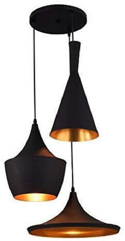 Groeien 3-Light Industrial Black Finish Metal Shade Hanging Pendant Ceiling Lamp Fixture Tulip Cone Disc (Black) Pendant Lamp Ceiling Lamp(Black)
