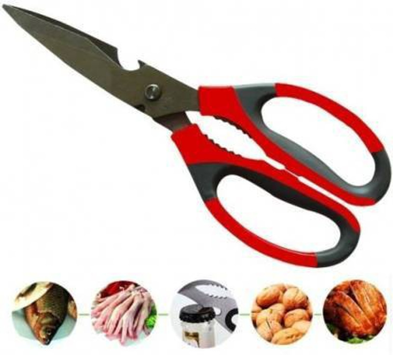 Green India Stainless Steel Kitchen Scissor Tool for Chicken Fish Meat Vegetablees Scissors Scissors(Set of 1, Multicolor)