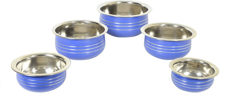 Nirvika Handi Tope Tapeli Patila Pot Pan Vessel Utensils cookware set Handi 0.35 L, 0.55 L, 0.75 L, 1.2 L, 1.65 L (Stainless Steel, Steel, Non-stick) Handi 1.65 L, 1.2 L, 0.75 L, 0.55 L, 0.35 L(Stainless Steel, Non-stick, Induction Bottom)