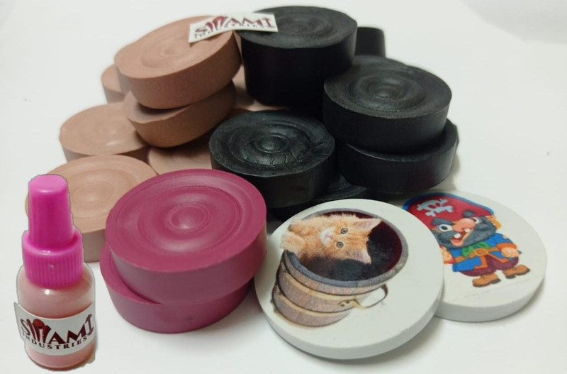 KRUM Carrom Playing Coins and Powder 24 Wooden Coins 1 Striker 1 Powder Carrom Pawns(Pack of 24)