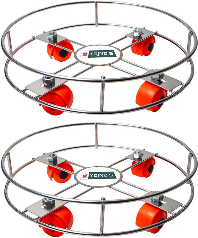 AVNI TRADERS Stainless Steel Cylinder Trolley with Wheels | Gas Easy Movable Flexible Unbreakable Trolly/LPG Cylinder Stand (Pack of 1) Gas Cylinder Trolley(Steel)